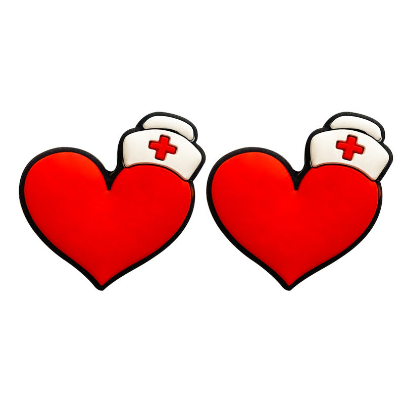 Venta al por mayor 20×30MM Gorro de enfermera Love Heart DIY Cuentas de silicona 10pcs